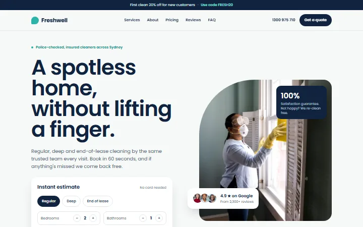 The Cleaning Fresh example website
