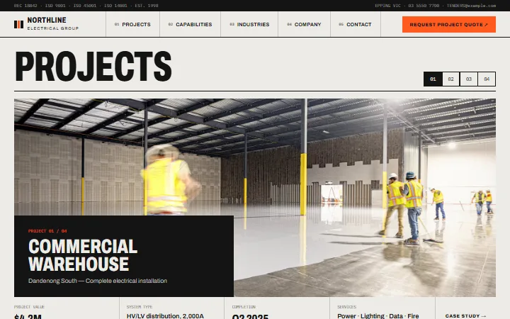 The Contractor Grid example website