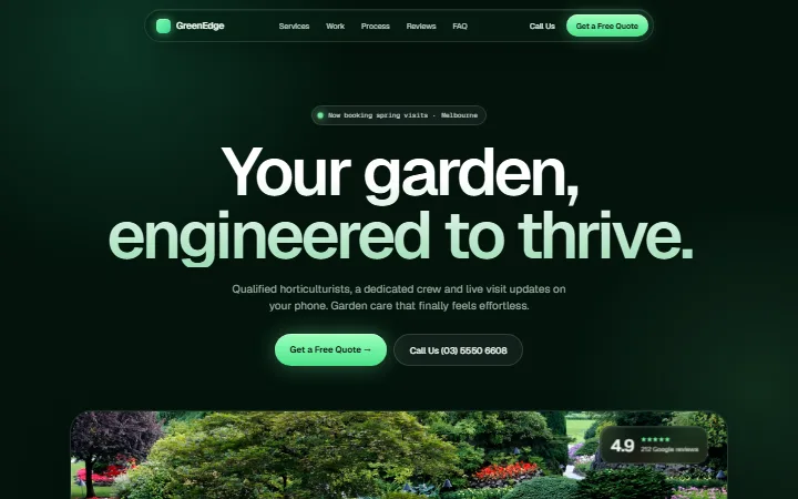 The Garden Bold example website
