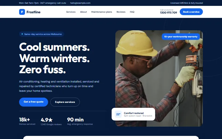 The HVAC Clean example website