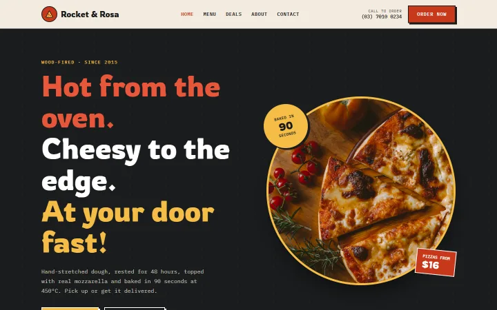 The Pizza Retro example website