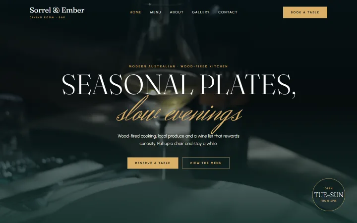 The Restaurant Elegant example website
