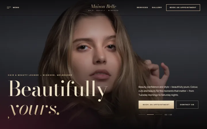 The Salon Dark Glamour example website