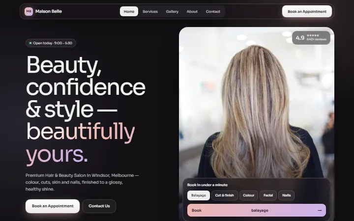 The Salon Glossy example website