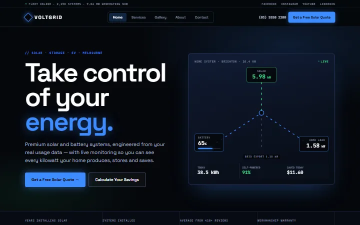 The Solar Voltgrid example website